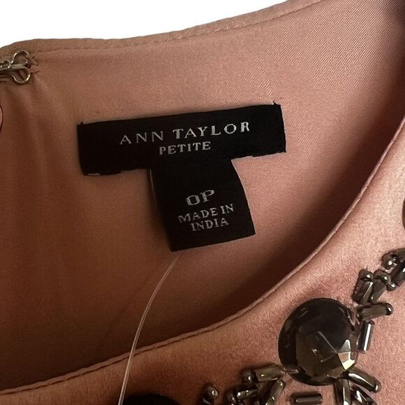 Nwt Blush Satin Rhinestone Beaded Shift Casual Dress - Picture 7 of 16